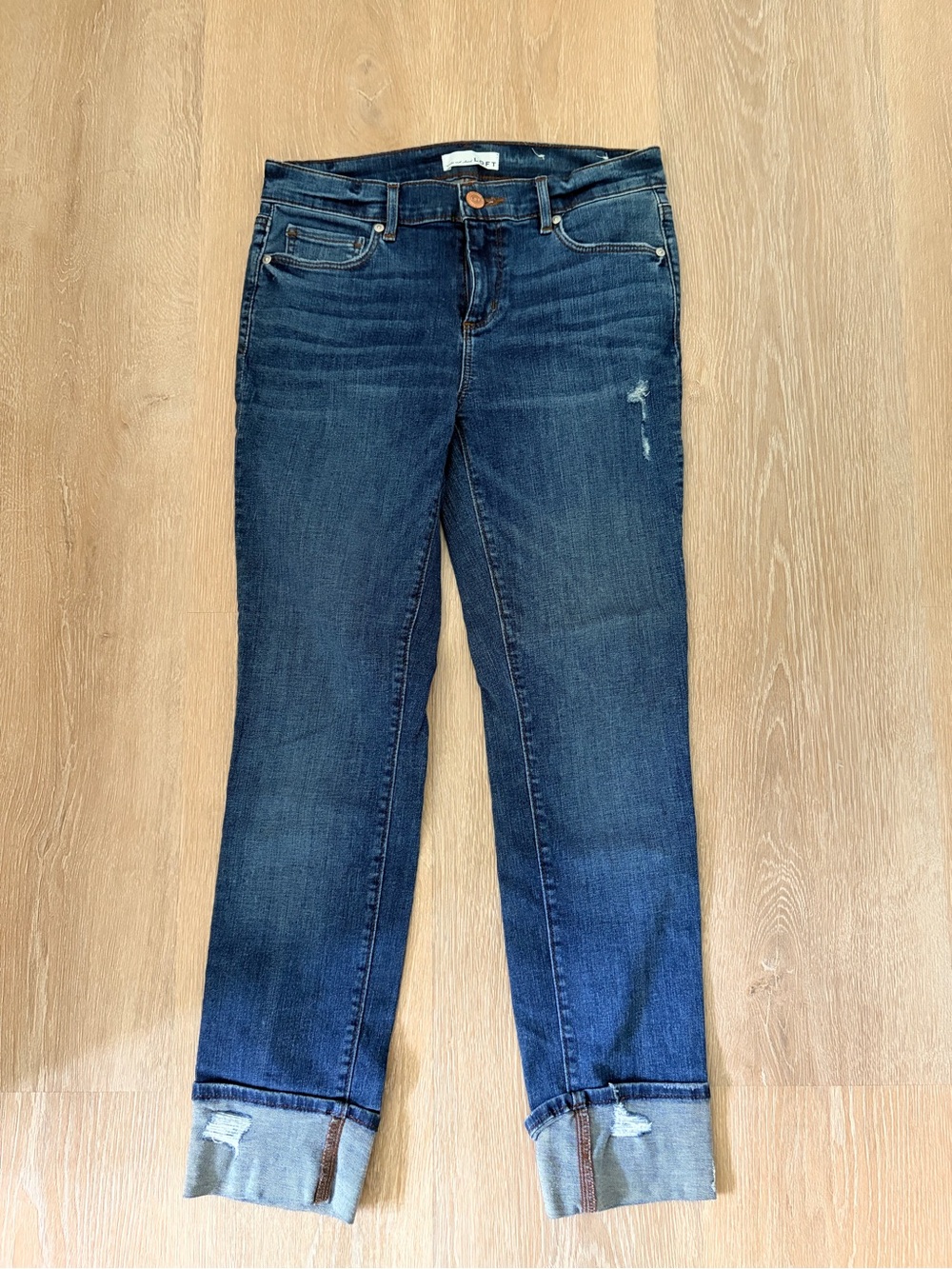 LOFT Dark Blue Modern Cut Stretch Cuffed Ankle Jeans- 27
